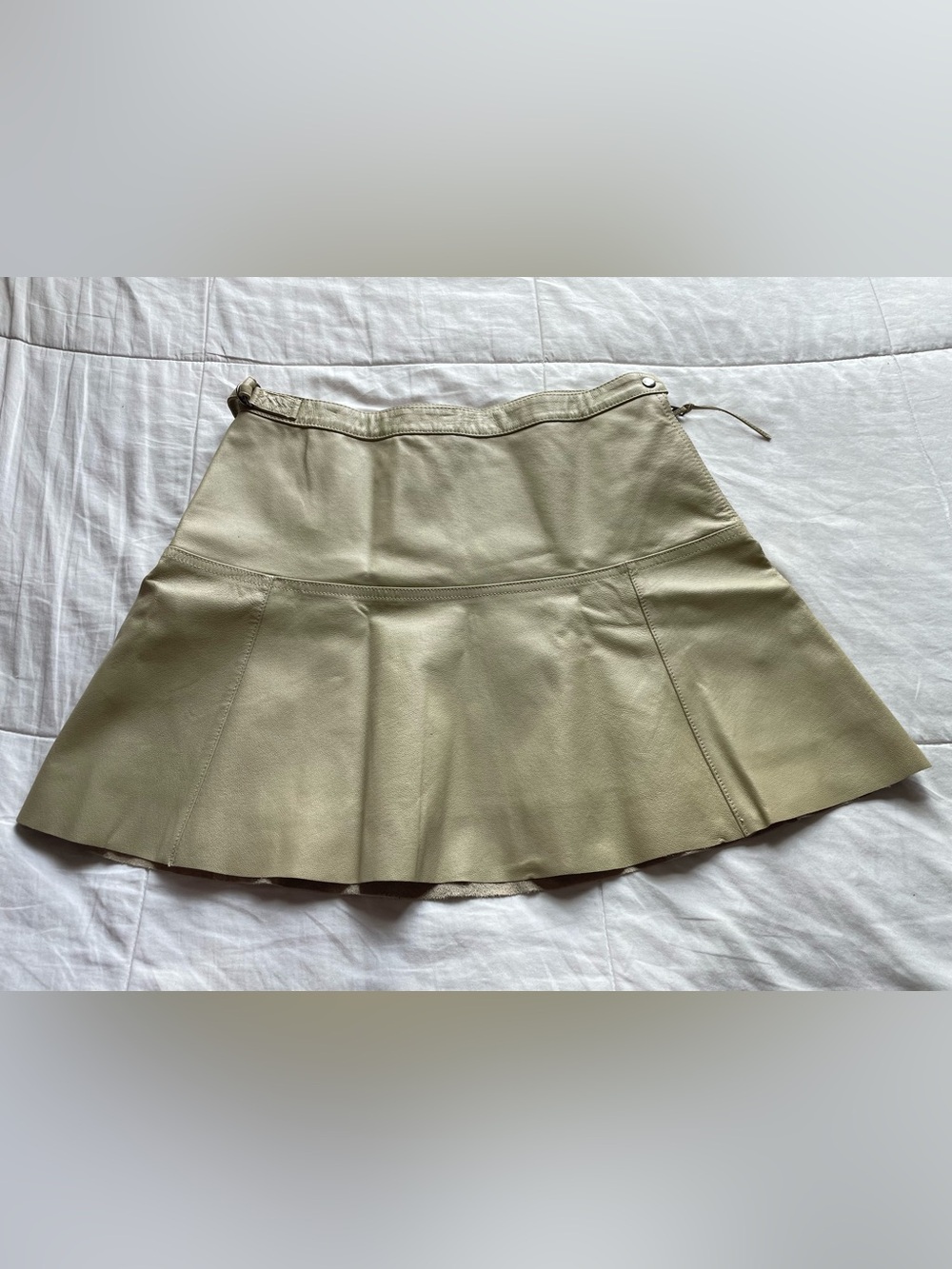 Vintage Tan Genuine Leather Mini Skirt 6 Retro Chic Academia Heritage Preppy 90s